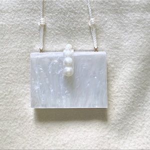 Cult Gaia Isla Beaded Acrylic Box Clutch